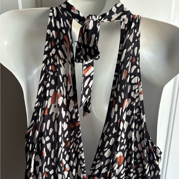 BYFBM Black and White/orange Ruffled Halter Mini Dress size Medium - Picture 3 of 5